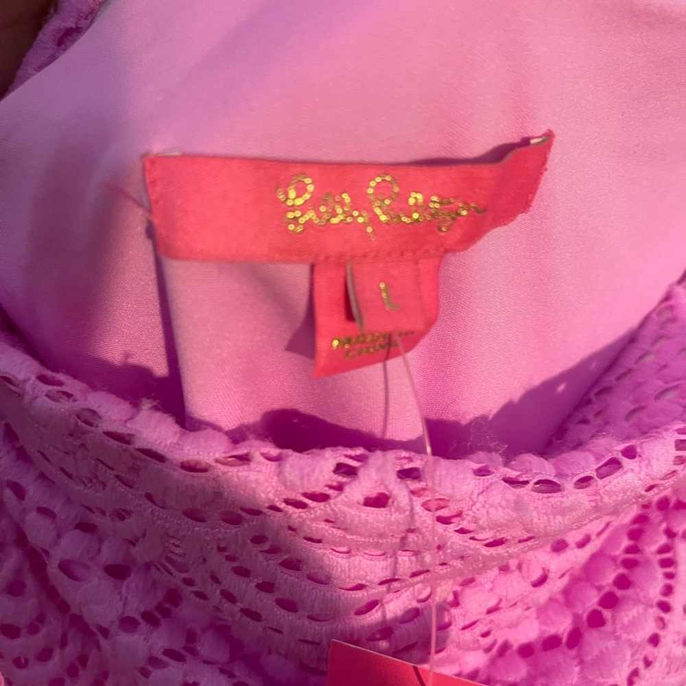 Lilly Pulitzer Pink Off-Shoulder Eyelet Lace Dress - Picture 6 of 11